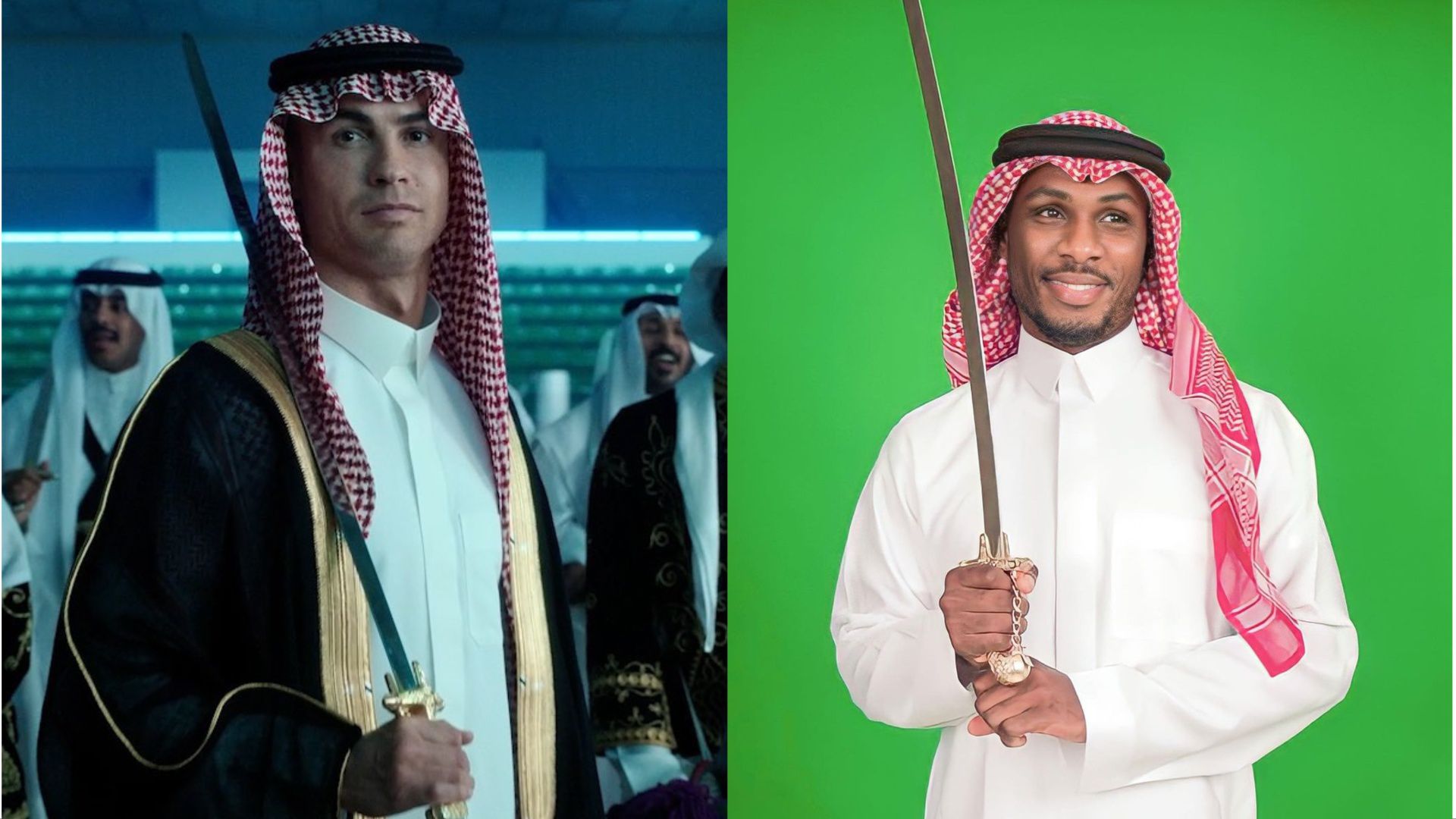 Ighalo and Ronaldo who both play their professional football in Saudi Arabia have participated in the National Day celebrations. Image Credit - Al Nasst/Instagram/Ighalo