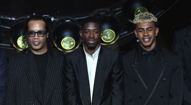 Ronaldinho annouced the Ballon d'Or winner between Lamine Yamal and Ousmane Dembele || Image credit: IMAGO