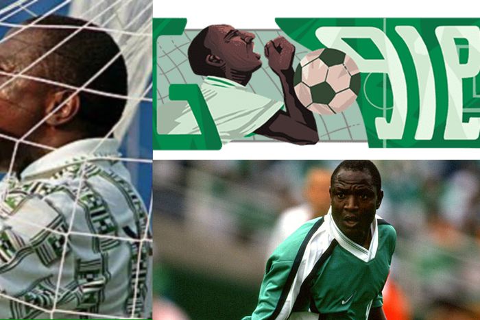 The Google Doodle on Monday, October 23, 2023, celebrated Rashidi Yekini's 60th birthday. - Imago