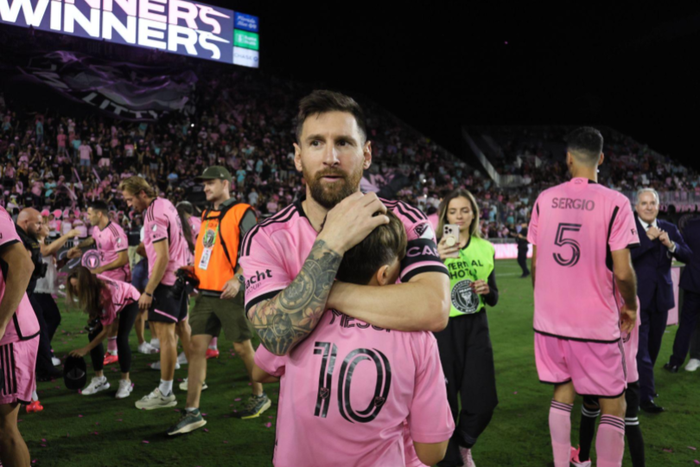 Lionel Messi and a young fan || Image credit: Imago