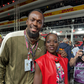Jamaican sprint legend Usain Bolt all smiles during meet up with Lupita Nyong’o