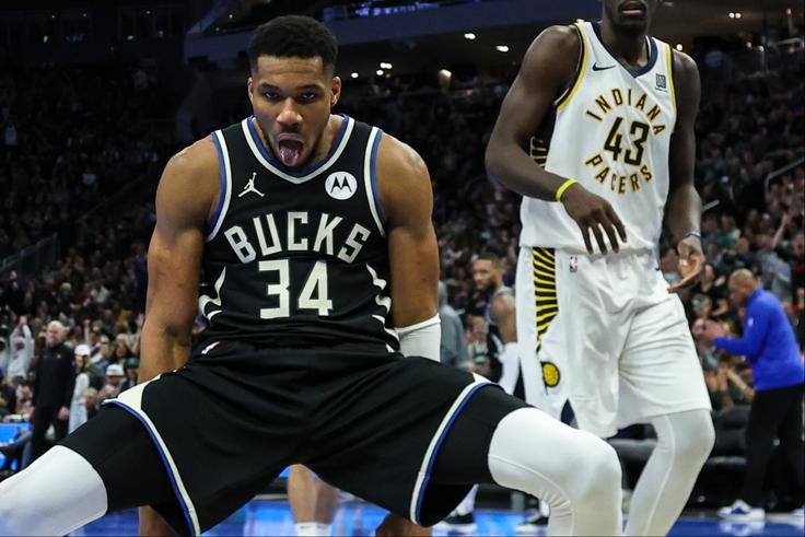 Nigerian Freak Giannis Antetokounmpo bags a triple-double as the Bucks beat the Pacers in an NBA Cup group game.