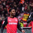 Nathan Tella (left) helped Bayer Leverkusen return to winning ways in the Bundesliga.