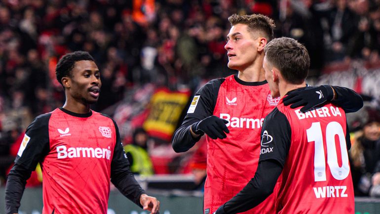 Nathan Tella (left) helped Bayer Leverkusen return to winning ways in the Bundesliga.