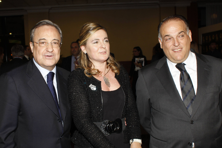 Florentino Perez (president Real Madrid) with his wife Maria Angeles Sandoval and Javier Tebas || Image credit: Imago