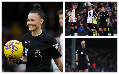 Fans laud female referee Rebecca Welch for her performance as she makes Premier League history