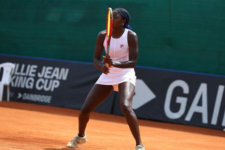 Okutoyi reacts after clinching double gold at Women’s World Tennis Tour