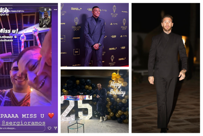 Ramos 'Gatecrashes' Mbappe 25th birthday party