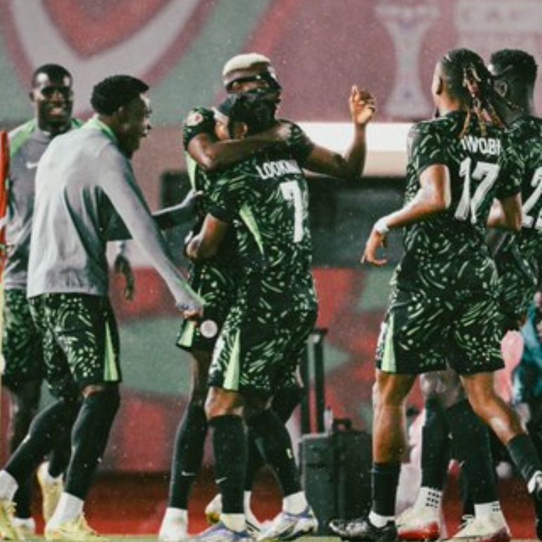 Nigeria's Super Eagles celebrate vs Tanzania. || Imago