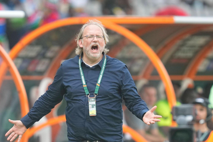 Tom Saintfiet in the dugout for The Gambia || Image credit: Imago