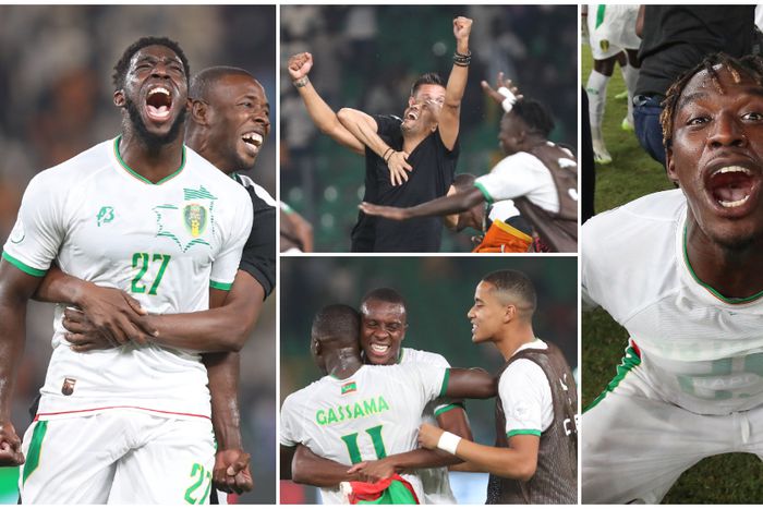 History makers, Mauritania players celebrate the shock win against Algeria