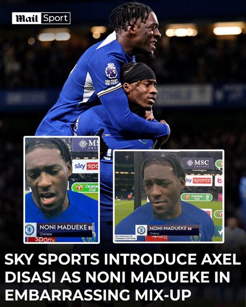 Sky Sports introduce Axel Disasi as Noni Madueke || X
