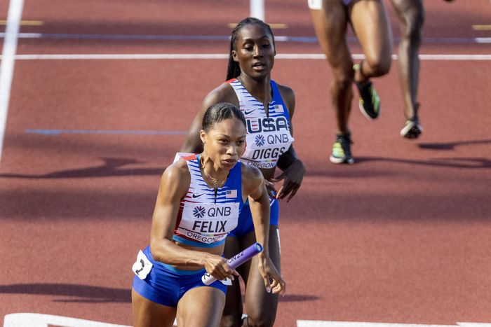 Talitha Diggs is aiming to carve her own path from her family's Olympics prestige by emulating the legendary Allyson Felix.