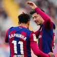 Raphinha and Lewandowski celebrating a goal against Getafe || Image credit: Imago