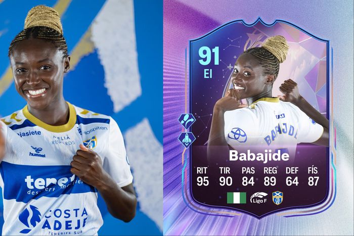 Super Falcons of Nigeria star Rinsola Babajide gets a rating boost with UD Tenerife on EA FC 2025.