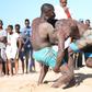 Wrestlers in action at the Kenya Beach Games