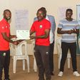 Former Harambee Stars Goalkeeper Francis Onyiso receiving his coaching badges.