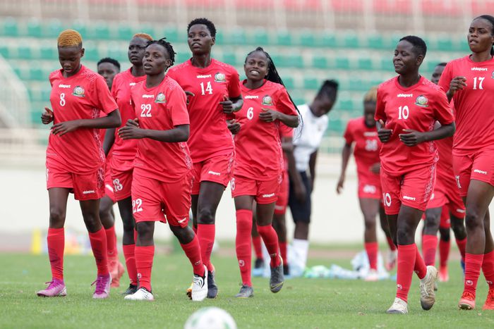Harambee Starlets training at the Nyayo National Stadium.