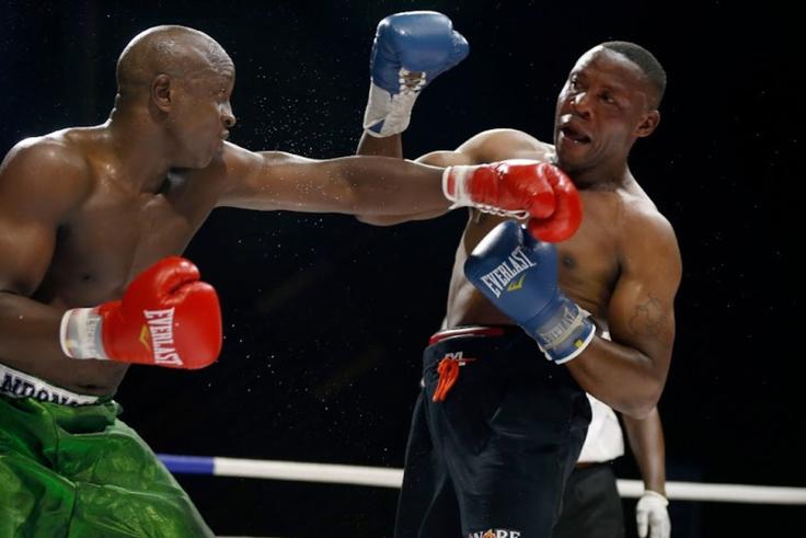 Tanzania boxer Karim Madonga in action at KICC, Nairobi.
