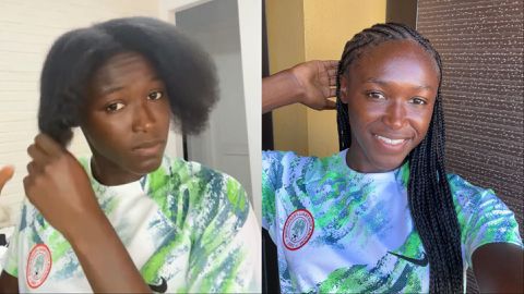 Rinsola Babajide: Watch Super Falcons star get braids in style