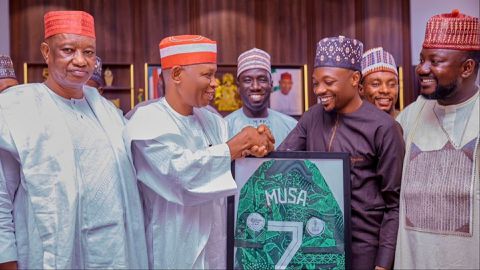 Ahmed Musa: Super Eagles captain gifts Kano State Governor jersey