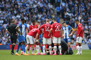 Bruno Fernandes pictured in protective boot as Manchester United injury woes continues