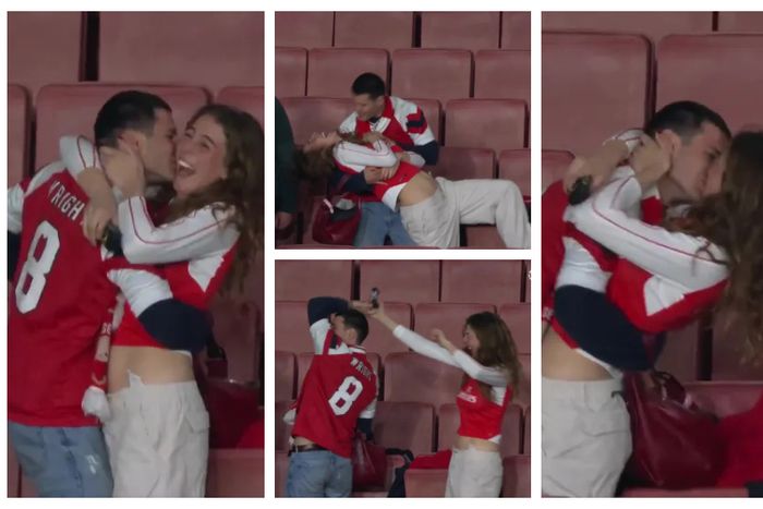 Arsenal couple kissed to celebrate Arsenal's win