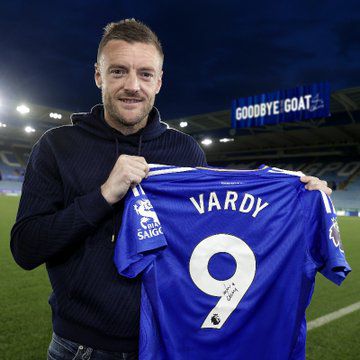Jamie Vardy poses with titles won with the Foxes as he is set to depart Leicester City at the end of the season.