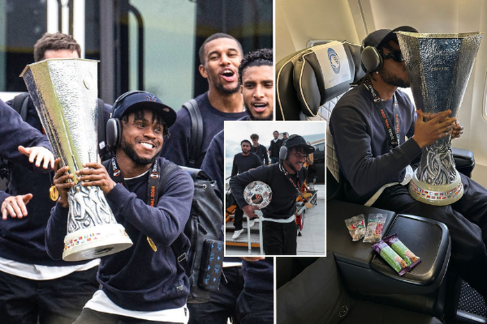 Ademola Lookman: Super Eagles star glues to EUROPA League trophy as he returns to Atalanta