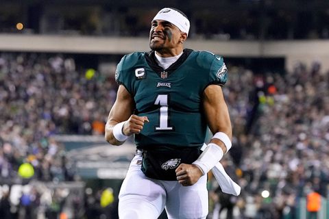 Jalen Hurts plays for the Philadelphia Eagles in the NFL