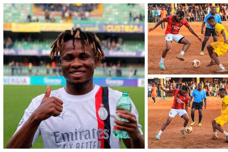 Samuel Chukuweze plays football on the street