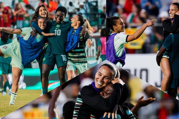 See how Super Falcons star Christy Ucheibe celebrated with Benfica teammates after Nigeria's draw with Portugal.