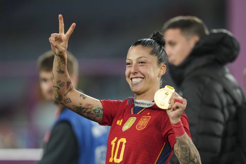 Spanish footballer Jennifer Hermoso celebrates with her World Cup winners medal following the 2023 Women's World Cup final in Sydney, Australia | Photo Credit: Imago Images
