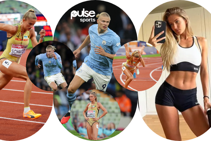 Erling Haaland receives a race challenge from Alica Schmidt || Credit: Imago, The Sun || Created by Stephen