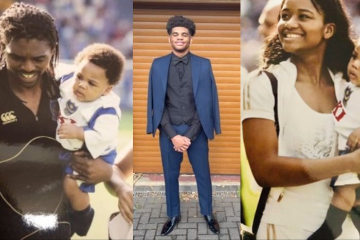 Super Eagles of Nigeria legend Nwankwo Kanu and wife Amara celebrate son Kachi on his birthday.