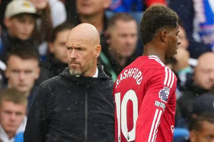 Manchester United's Erik Ten Hag and Marcus Rashford | Imago