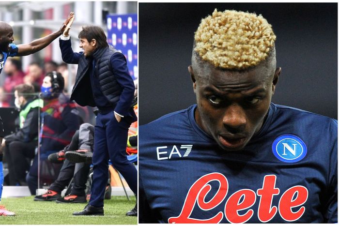 Lukaku and Conte at Inter Milan (left), Napoli icon Victor Osimhen (right).