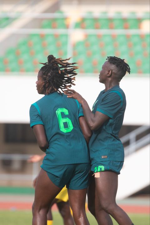 Forwards Chinwendu Ihezuo and Esther Okoronkwo were the stars for Nigeria's Super Falcons in the first leg. (Photo Credit: Super Falcons/X)