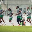 Super Falcons captain Rasheedat Ajibade leading the team training session in Lomé