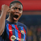 Oshoala celebrates scoring for Barcelona