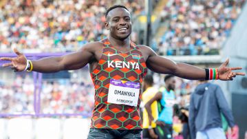 Omanyala salivates on breaking own record at Kip Keino Classic