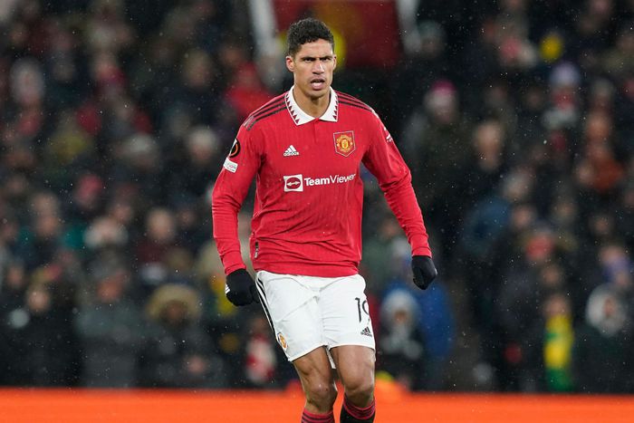 Manchester United's Raphael Varane during Europa League match at Old Trafford.