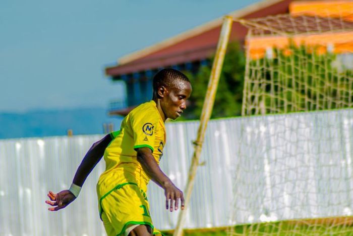 Kakamega Homeboyz midfielder Moses Mudavadi in action during an FKFPL match.