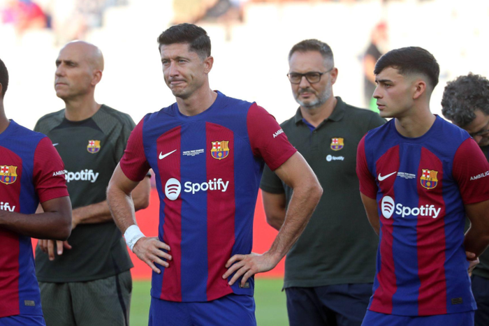 Ansu Fati, Robert Lewandowski and Pedri for Barcelona || Image credit: Imago