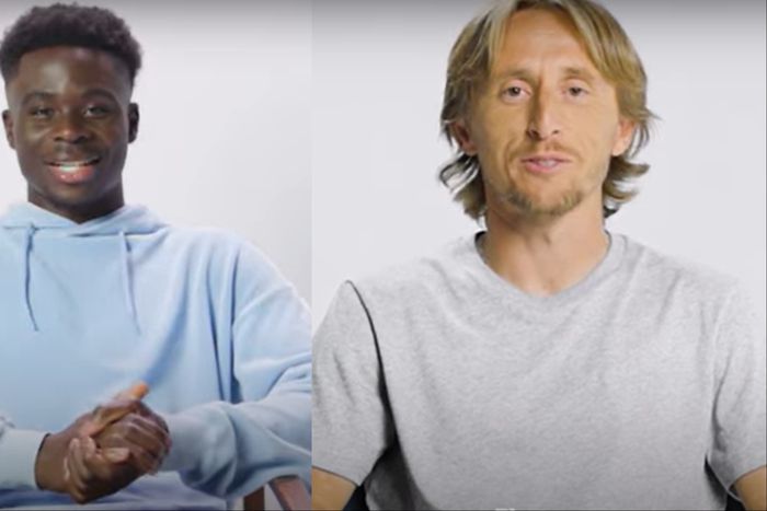 Arsenal star Bukayo Saka and Ballon d'Or winner Luka Modric team up to rate own goals.