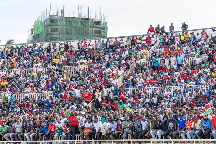 Harambee Stars fans at Nyayo Stadium.