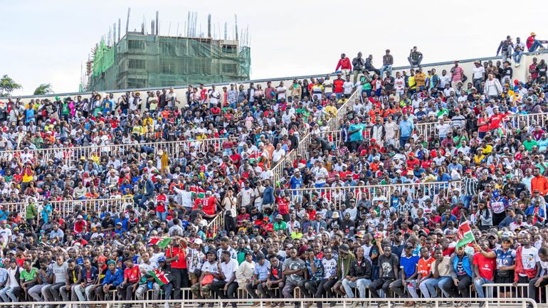 Harambee Stars fans at Nyayo Stadium.