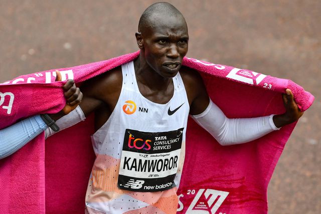Geoffrey Kamworor settles for second place.