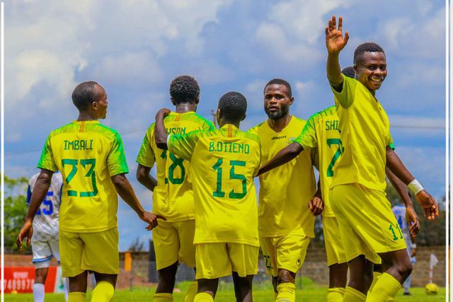 Kariobangi Sharks players celebrating.