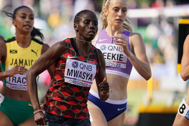 Jarinter Mawia in action during the 2022 World Athletics Championships.